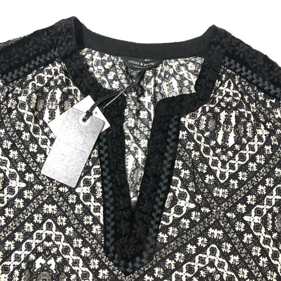 LUCKY BRAND Longsleeved printed top felt v neck XS - Picture 5 of 10